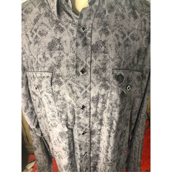 George Strait wrangler Pearl. Snap black and gray western shirt size XL - Picture 9 of 11